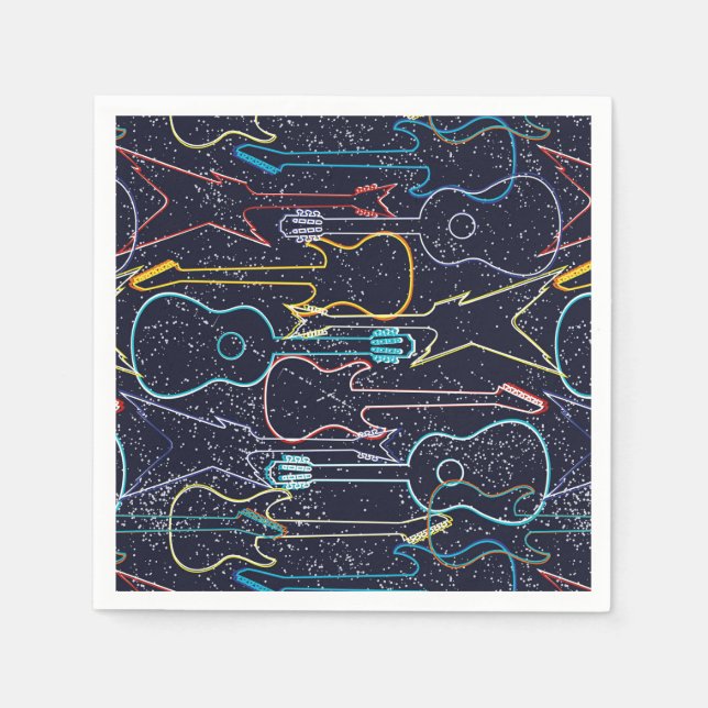 Guardanapo De Papel Música de Festa de aniversário de violão (Frente)