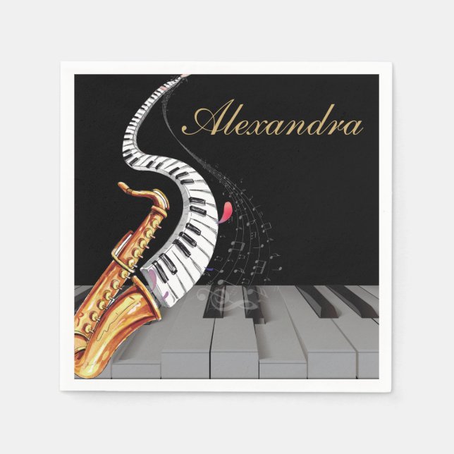 Guardanapo De Papel Música para Piano Saxofone personalizada de luxo (Frente)