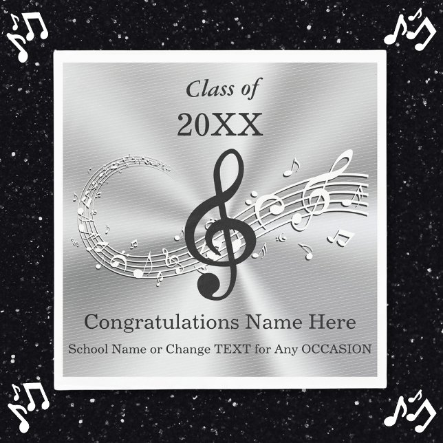 Guardanapo De Papel Música Personalizada Considerada Festa de formatur (Music Themed Graduation Napkins. Music Graduation Party Ideas. Music Graduation Napkins. Music Notes)