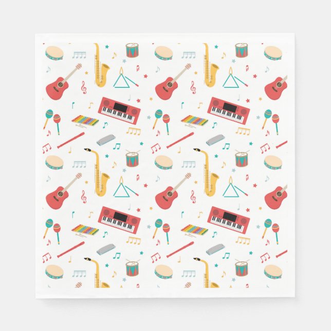 Guardanapo De Papel Musical Instruments Music Theme Pattern (Frente)