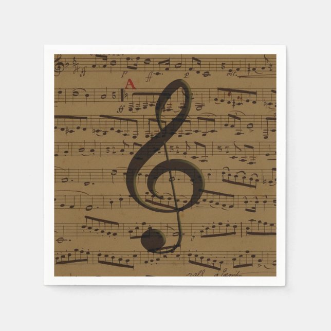 Guardanapo De Papel Musical Treble Clef Sheet Music Classic (Frente)