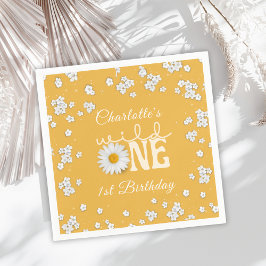 Guardanapo De Papel Mustard Daisy Wild One 1st Birthday Paper Napkin