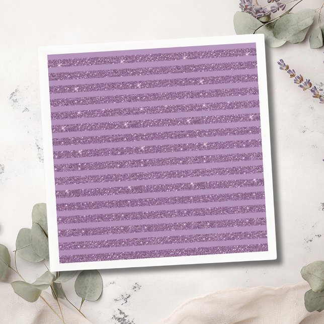 Guardanapo De Papel Muted Mulberry Glitter Style Horizontal Stripes (Criador carregado)