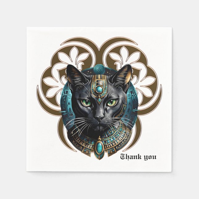 Guardanapo De Papel Mystical cat of Egypt, black as night (Frente)