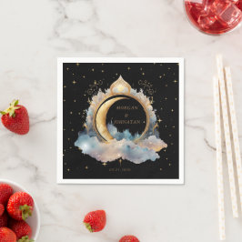 Guardanapo De Papel Mystical Celestial Dourada Casamento da Lua Napkin