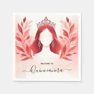 Guardanapo De Papel Na Coroa Rosa Quente Tiara Black Lace Red Quincean