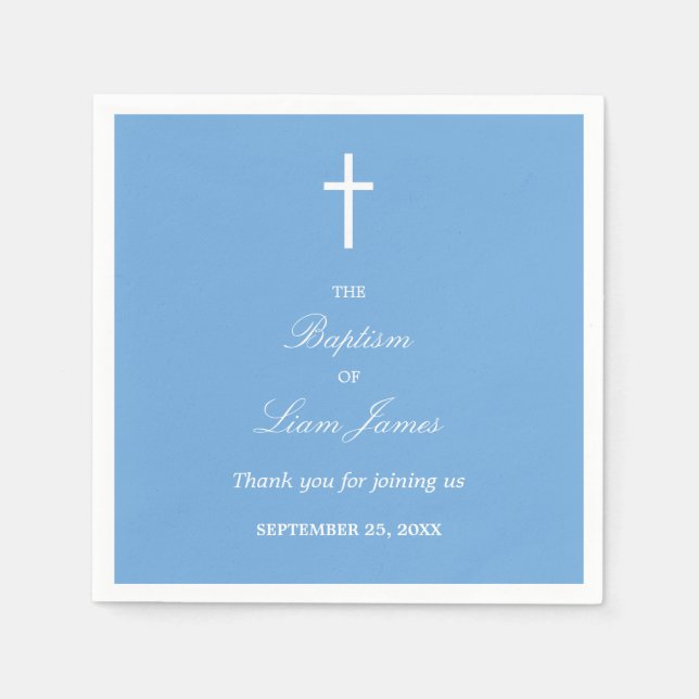 Guardanapo De Papel Na moda Blue Baptism Party Napkins (Frente)