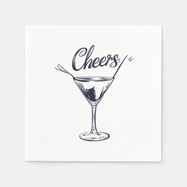 Guardanapo De Papel Na moda "Cheers" Cocktail Napkins (Frente)