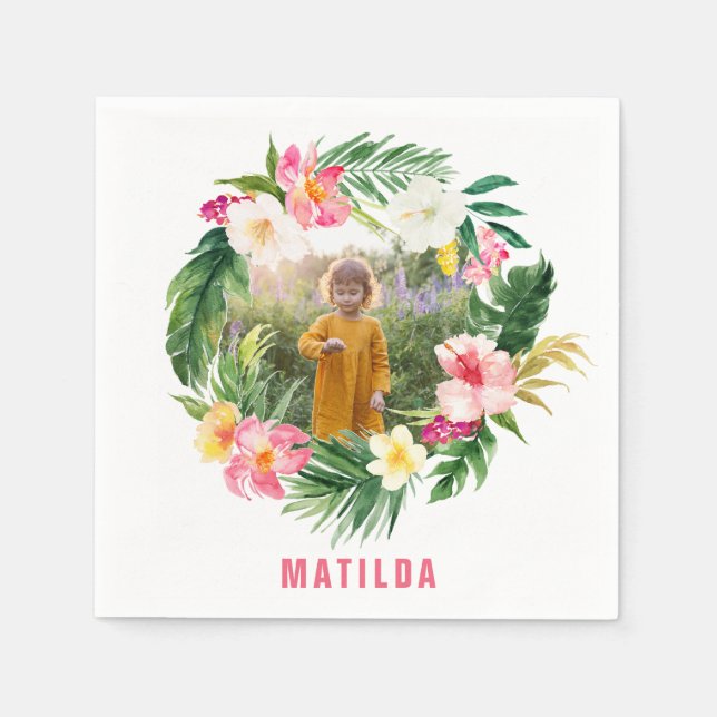 Guardanapo De Papel na moda de flamingo, amarelo-rosa, tropical (Frente)