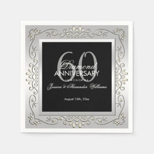 Guardanapo De Papel Na moda Decorative Silver 60º aniversário de cas