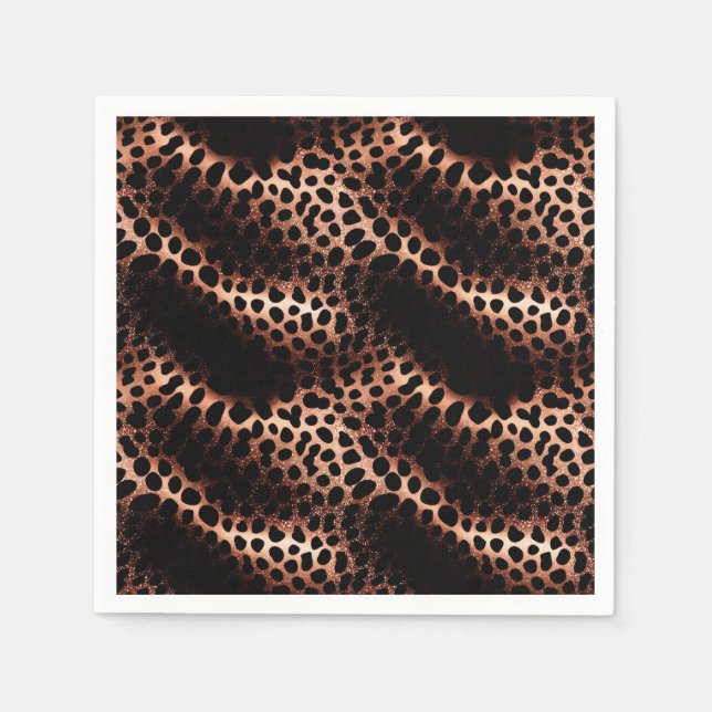 Guardanapo De Papel Na moda Glam Rosa-Leopardo Negro Dourado (Frente)