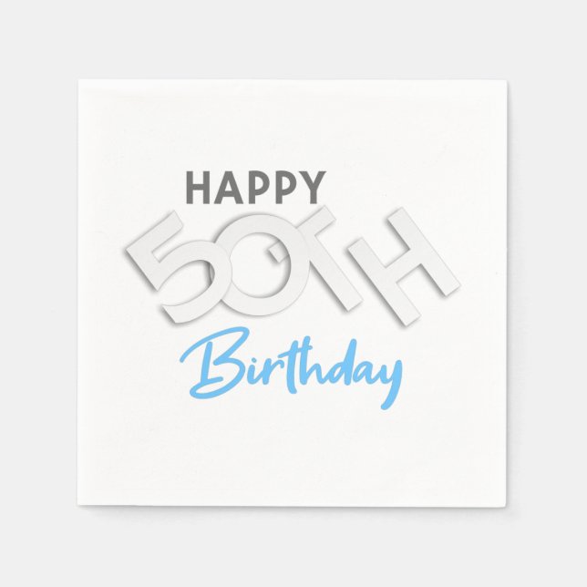 Guardanapo De Papel Na moda Happy 50th Birthday Typografia (Frente)