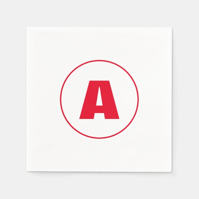 Guardanapo De Papel Na moda Moderno Monograma Vermelho - Letra Inicial (Frente)