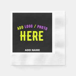 GUARDANAPO DE PAPEL NA MODA MODERNO PERSONALIZÁVEL NEGRO VERIFICADO CO