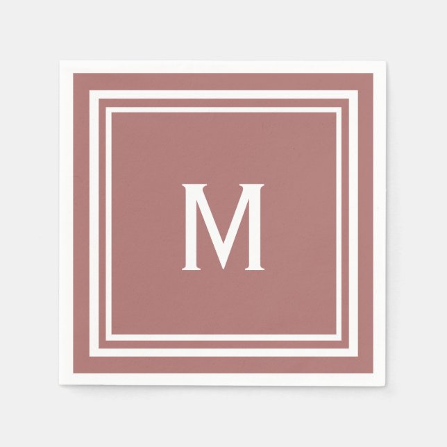 Guardanapo De Papel Na moda moderno Terracotta Monograma (Frente)