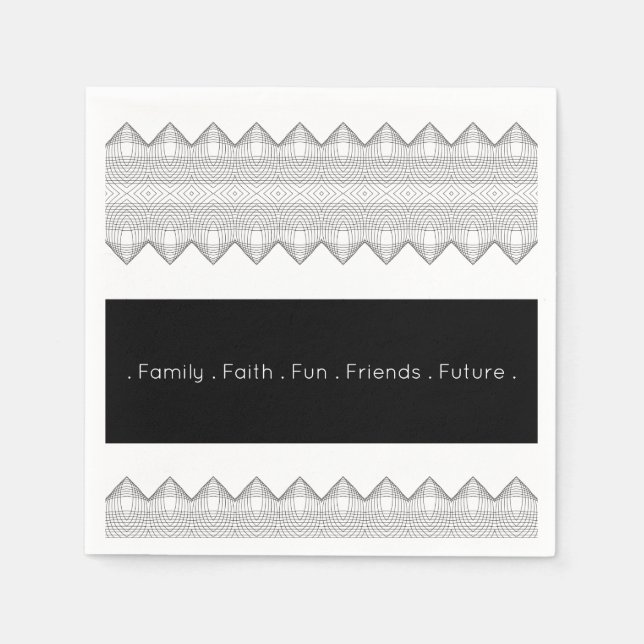 Guardanapo De Papel Na moda Preto e Branco (Frente)