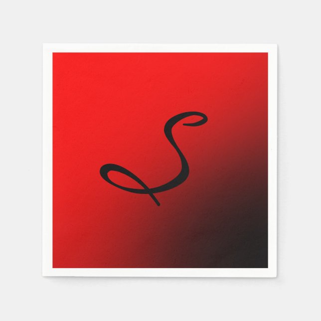 Guardanapo De Papel Na moda Red Black Monograma Inicial (Frente)