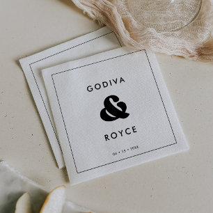Guardanapo De Papel Na moda retro casamento preto e branco
