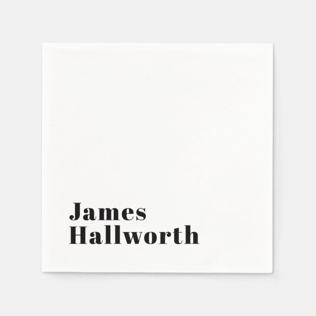 Guardanapo De Papel Na moda Retro Modern Lettering | Preto editável (Frente)