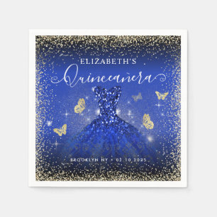 Guardanapo De Papel Na moda Royal Blue Glitter Gown Quinceañera