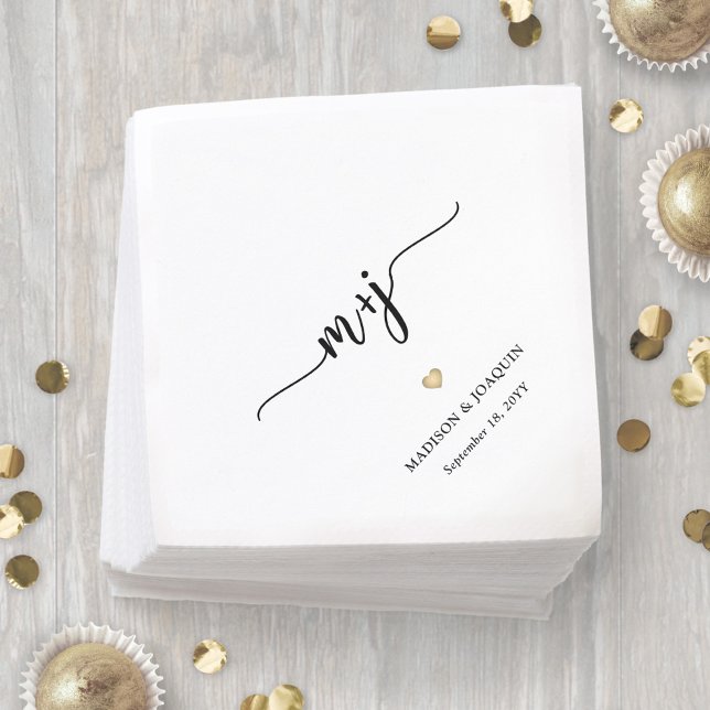 Guardanapo De Papel Na moda simples inicializações casamentos monogram (Criador carregado)