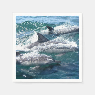 Guardanapo De Papel Nadação De Golfinho No Oceano Água Do Mar Azul