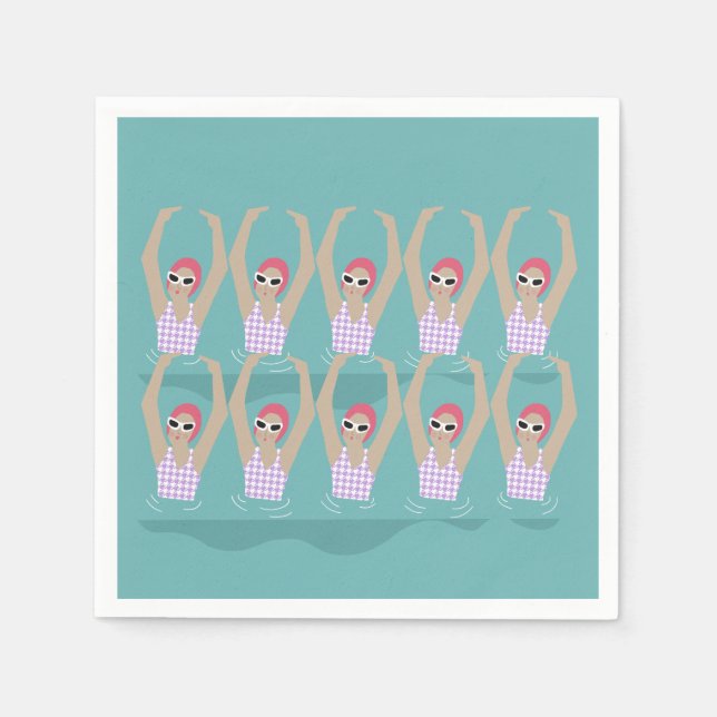 Guardanapo De Papel Nadadores Artísticos | Ilustração da natação artís (Frente)