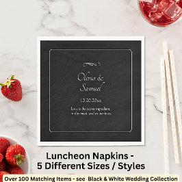 Guardanapo De Papel Names Date Message Black White Infinity Luncheon