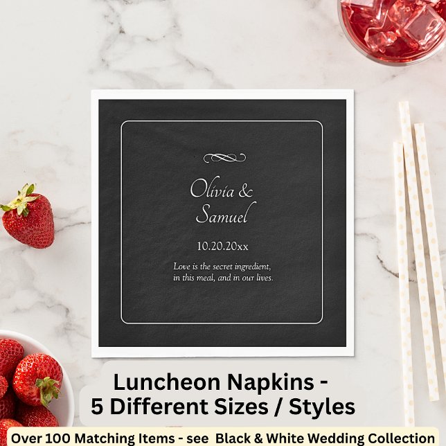 Guardanapo De Papel Names Date Message Black White Infinity Luncheon (Criador carregado)