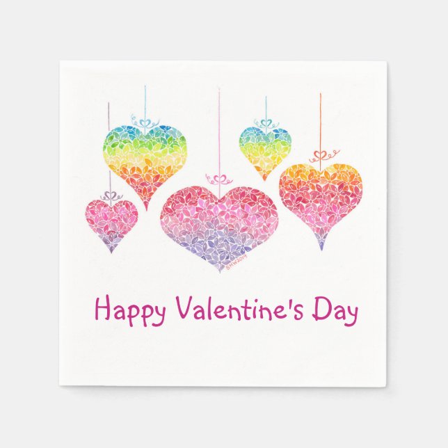 Guardanapo De Papel Namorados Cardíacos Coquetel Napkins (Frente)