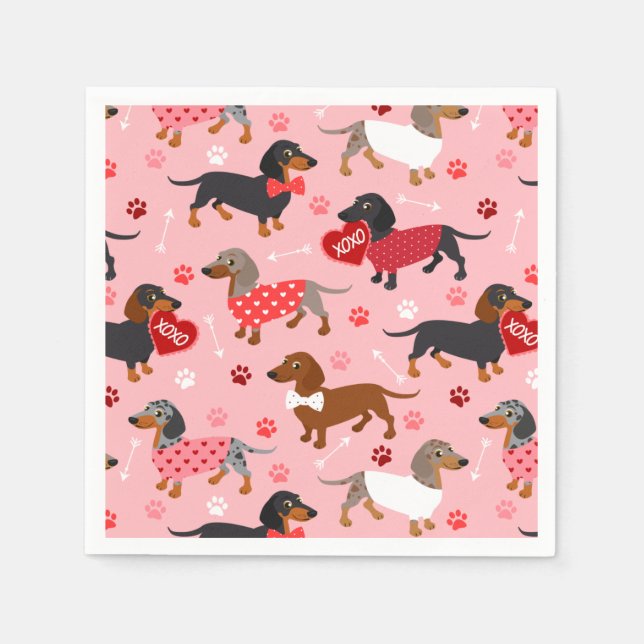 Guardanapo De Papel Namorados Dachshund Napkins (Frente)