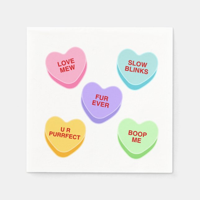 Guardanapo De Papel Namorados De Gato Doces Corações Nápoles (Frente)