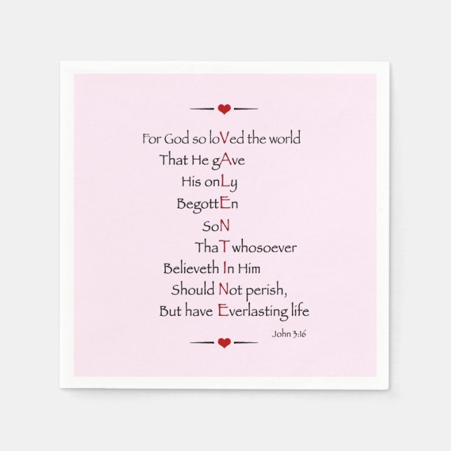 Guardanapo De Papel NAMORADOS - Por Deus, tão amado pelo mundo (Frente)