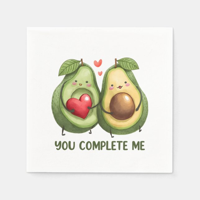 Guardanapo De Papel Namorados Presente Avocado Você Me Completa (Frente)