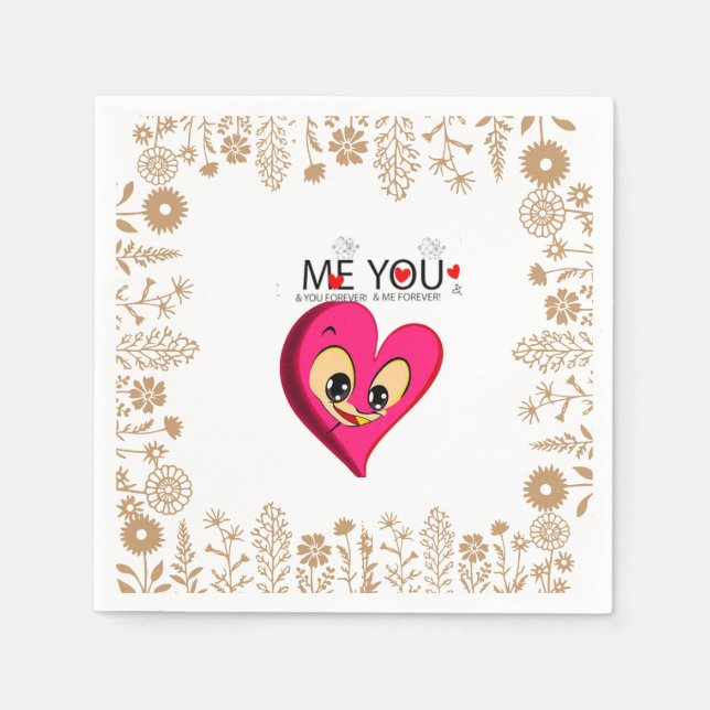 Guardanapo De Papel namorados vermelho-rosa (Frente)