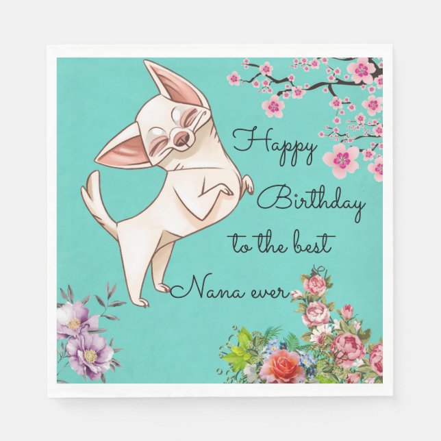 Guardanapo De Papel Nana Birthday Chihuahua Paper Napkins (Frente)