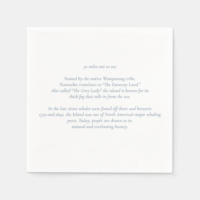 Guardanapo De Papel Nantucket 30 milhas para o Mar Cocktail Napkins (Frente)