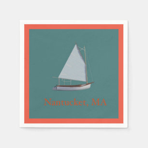 Guardanapo De Papel Nantucket Cat Boat. Barco de vela Napkins.