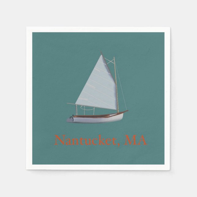 Guardanapo De Papel Nantucket Cat Boat. Barco de vela Napkins. Nap (Frente)