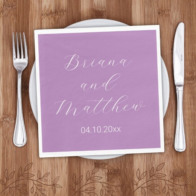Guardanapo De Papel Nap De Casamento Da Lavanda Da Caligrafia Minimali (Criador carregado)