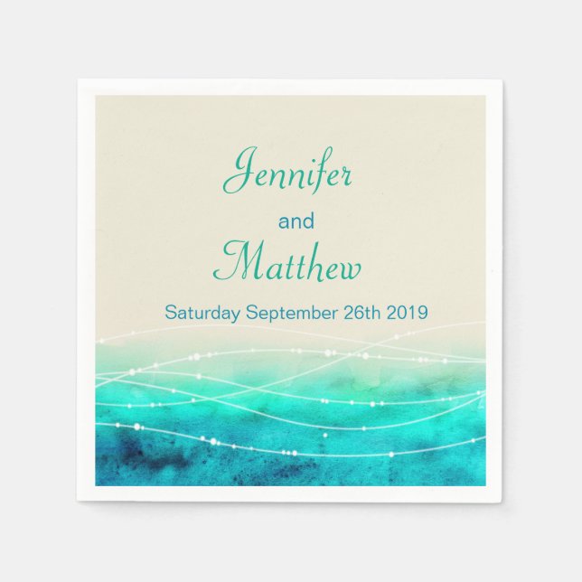 Guardanapo De Papel Napante de papel azul-creme aqua em mares cinzento (Frente)