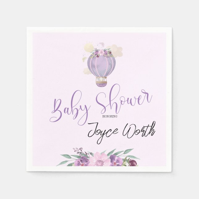 Guardanapo De Papel Napau elefante de balão de ar quente púrpura (Frente)