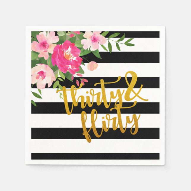 Guardanapo De Papel Napkin 30 e suave - Stripes negras/brancas (Frente)