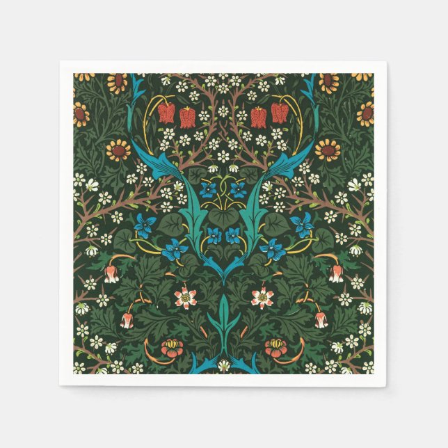 GUARDANAPO DE PAPEL NAPKIN COM DESIGN WILLIAM MORRIS "TULIPS" (Frente)