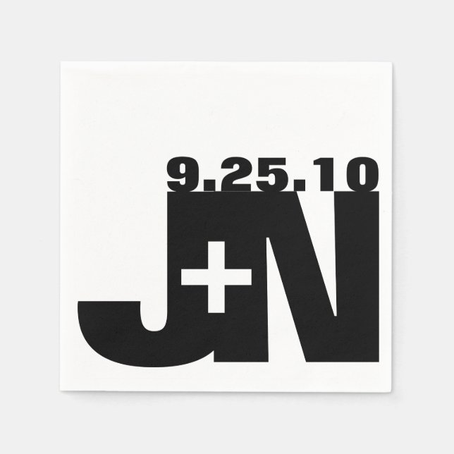 Guardanapo De Papel Napkin De Casamento Preto E Branco (Frente)