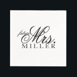 Guardanapo De Papel Napkin - future Mrs.<br><div class="desc">Simple future Mrs. Napkin for Bridal Shower,  Bachelorette Party,  easily customizable with your future name. Change background and/or text colors to suit your needs. Name as shown is double spaced use single space or decrease text size to stay inside text safe region.</div>