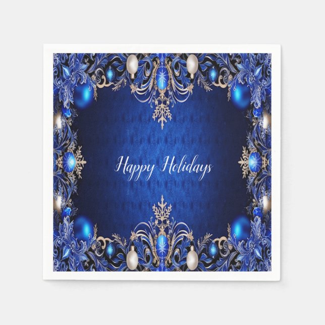Guardanapo De Papel Napkin Natal Decorativo Azul (Frente)