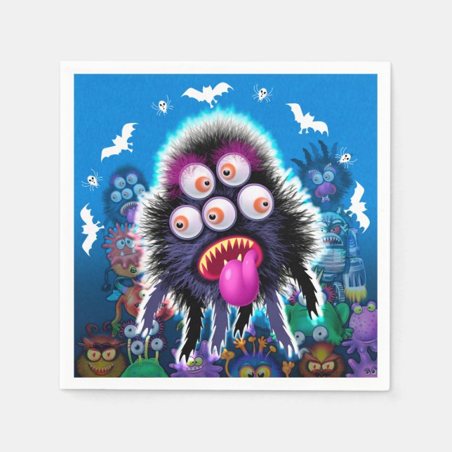 Guardanapo De Papel Napkin para Monstros do Festa de Halloween (Frente)