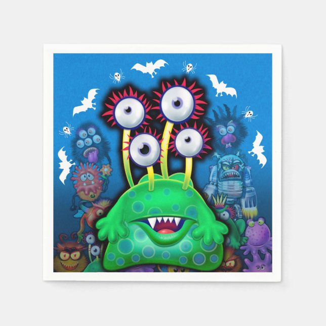 Guardanapo De Papel Napkin para Monstros do Festa de Halloween (Frente)