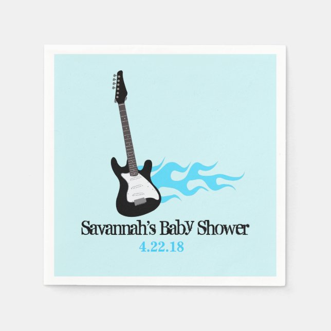 Guardanapo De Papel Napkin (Partido Personalizado do Bebê) Rock Star (Frente)